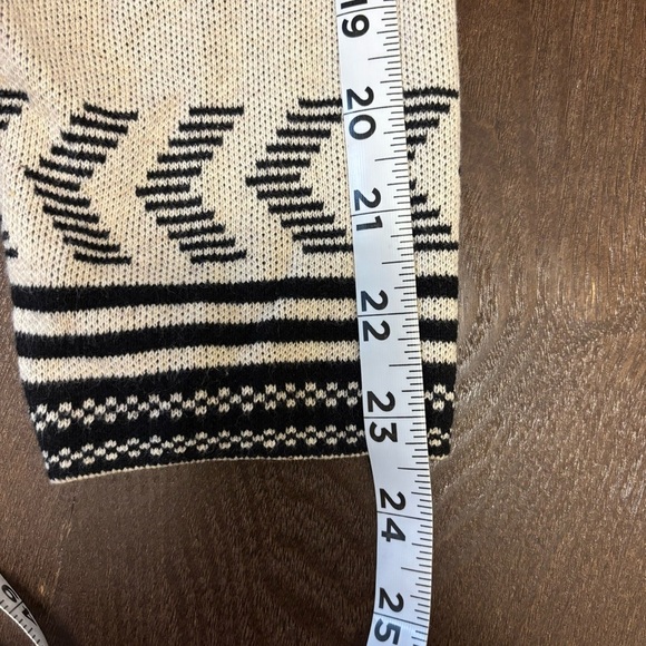 Jessica Simpson Aztec Print Long Open Cardigan Black/Cream Size L Cotton - Picture 13 of 14